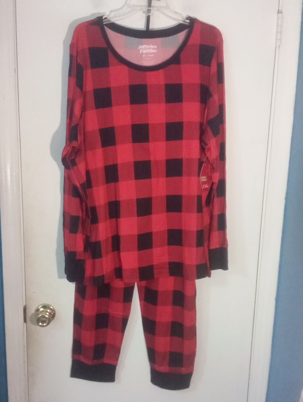* Jammies For Your Families Red & Black Buffalo Plaid Pajama Set 2X Plus Size NW